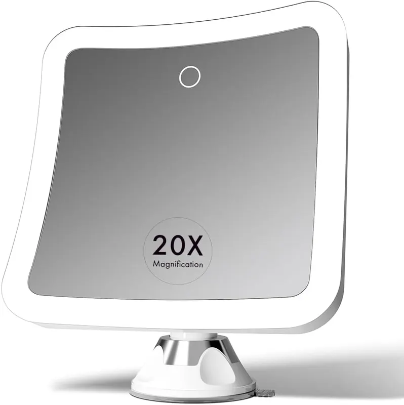 Косметическое зеркало с LED подсветкой Fancii, Увеличение 20x, Аккумуляторное 7"