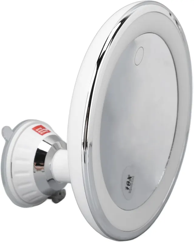 Косметическое зеркало 10х с LED подсветкой Без бренду, Настенное на присоске, Круглое