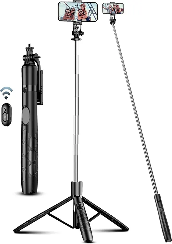 71" Phone Tripod & Selfie Stick, All in One Extendable Cell Phone Tripod with Wireless Remote, Travel Tripods Stand for iPhone 360° Rotation
