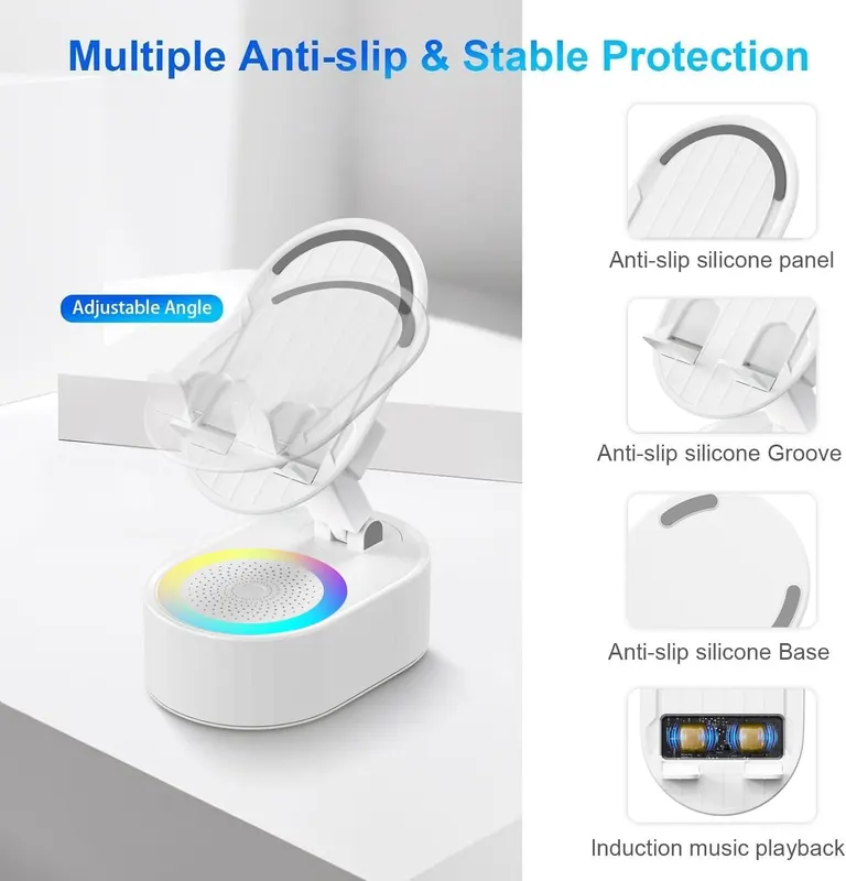 Багатофункціональна Bluetooth колонка AKLLCCR 5в1 (Бездротова зарядка, Нічник, Підставка), 3000mAh, Біла