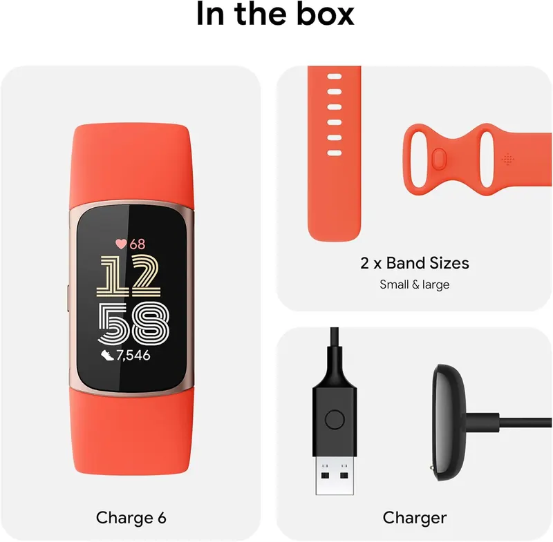 Фітнес-браслет Fitbit Charge 6 (Google), З GPS та Google Wallet, Чорний