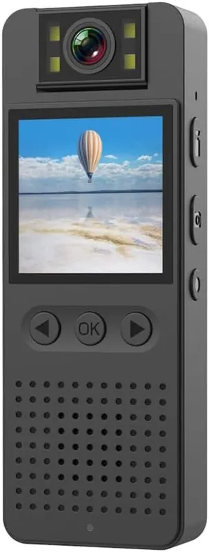 Мини-нагрудная камера (Видеорегистратор) Andoer 1080P HD с Wi-Fi, Поворотный объектив 180°, Черная