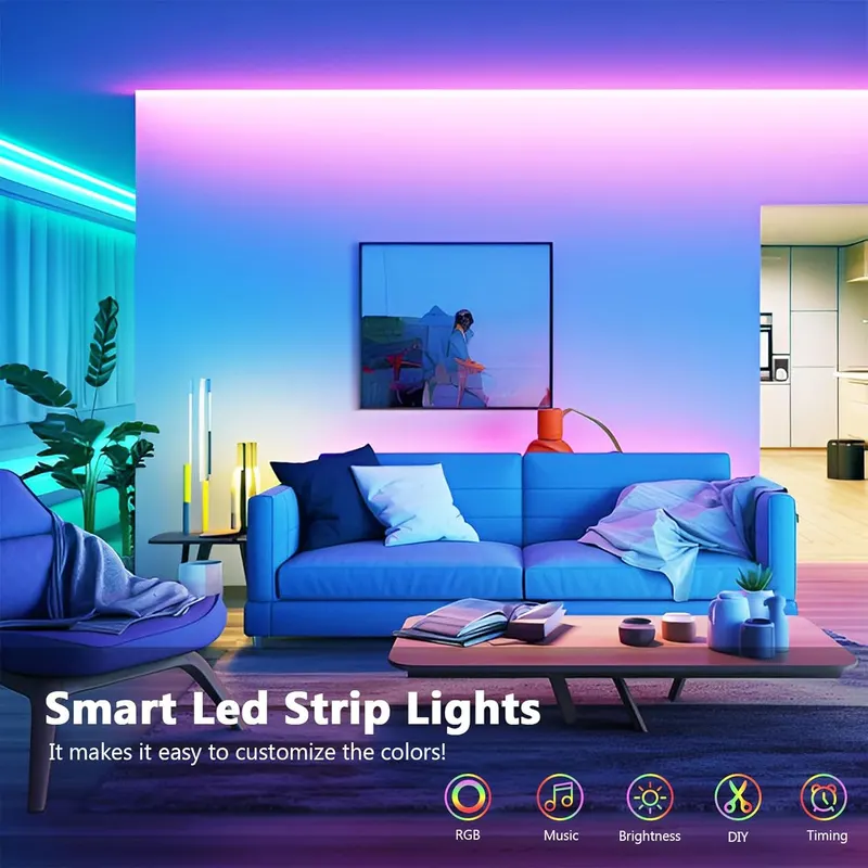 Светодиодная лента RGB 15 метров Bluetooth управление синхронизация с музыкой пульт ДУ