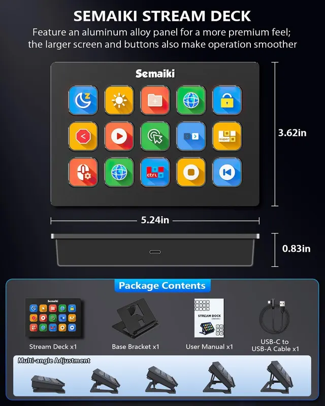 Контроллер Semaiki Stream Controller 15 LCD макро клавиш для OBS Twitch стриминга