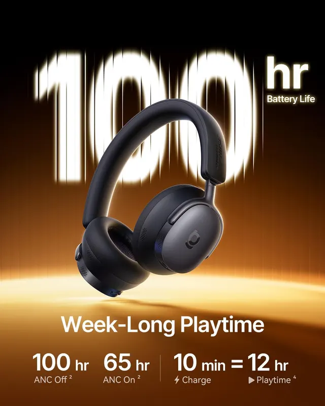 Baseus Inspire XH1 Over-Ear Headphones with Noise Cancelling -48 dB, Sound by Bose, Cloud Comfort, Dolby Audio & Hi-Res for Dynamic Sound, 100 H Playtime, Bluetooth 6.1, 5 Microphones Orange