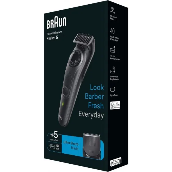 Триммер Braun Series 5 BT5420 для бороды 40 настроек длины аккумуляторный черный