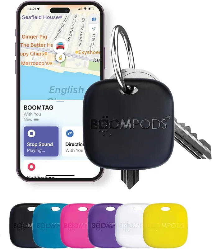 Bluetooth трекер Boompods Boomtag Apple Find My перезаряжаемый для ключей и багажа черный
