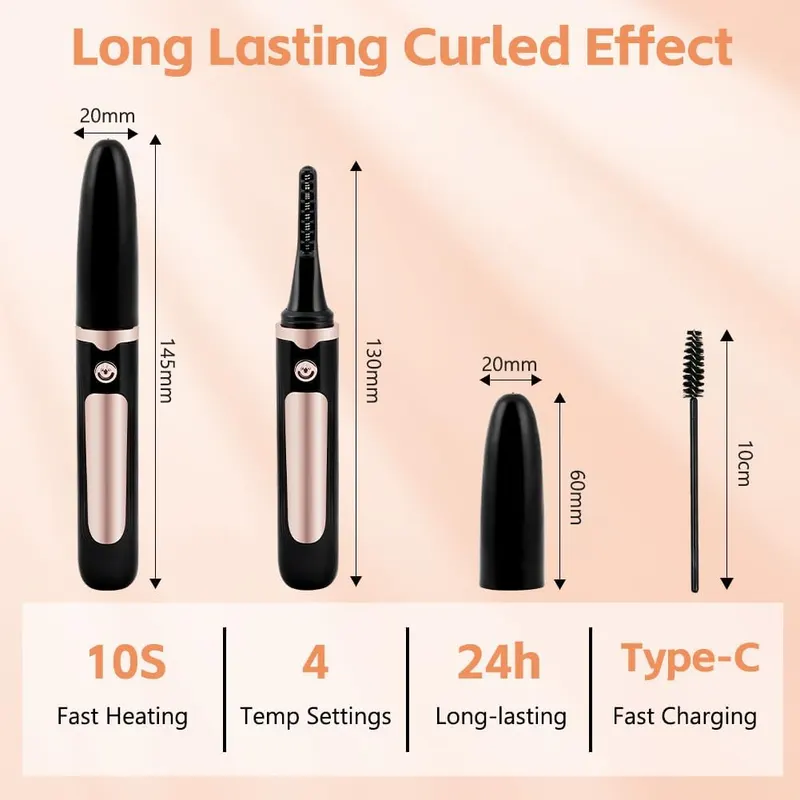 Electric Eyelash Curler, Heated Eyelash Curler with USB Charging LED Display Natural Curling Eyelashes Professional Makeup Tool Fits All Eye Shapes