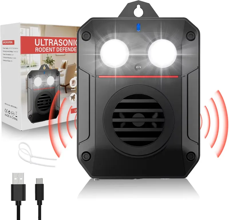 Відлякувач мишей Baoduu ультразвуковий LED стробоскоп IP65 захист від гризунів до 200м² для дому