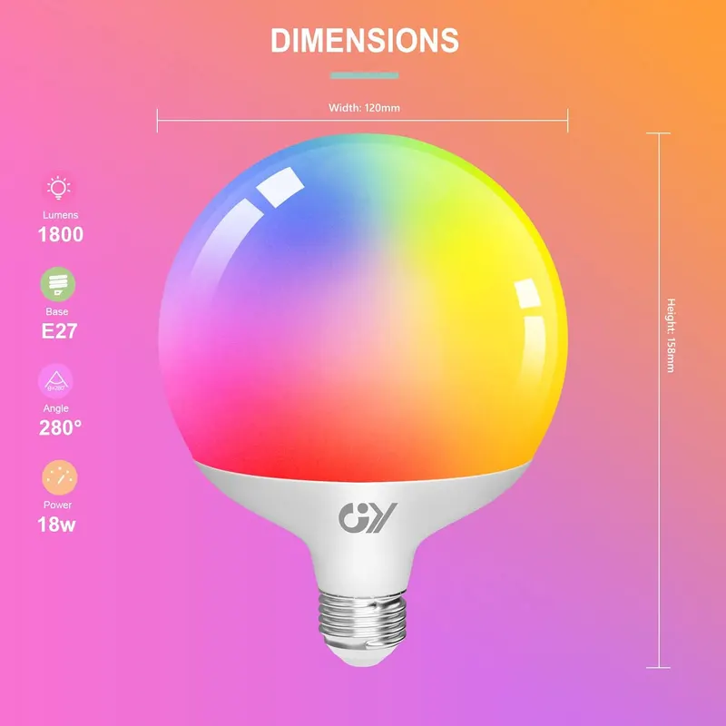 Умная Wi-Fi LED лампа GY G125 E27 18Вт 1900Лм RGB CCT управление через приложение светильник