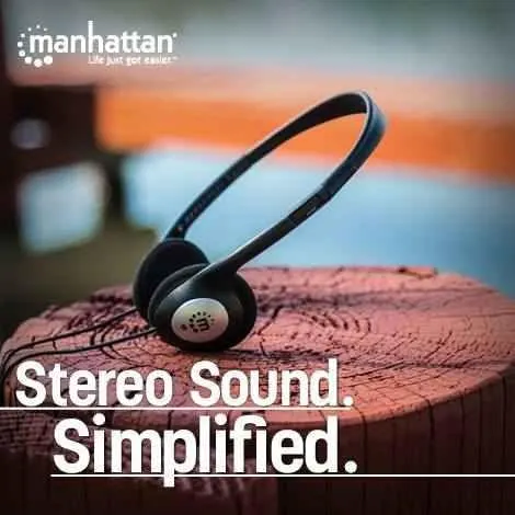 Проводные наушники Manhattan Stereo AUX 3.5мм кабель 2.2м легкие для музыки и звонков черные