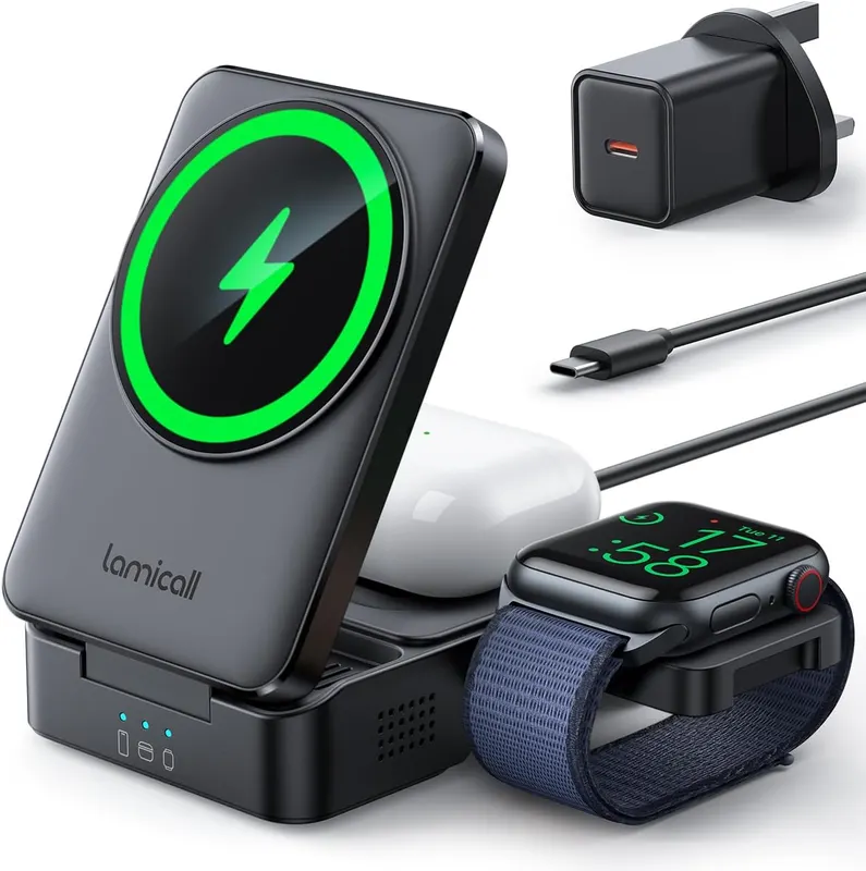 Беспроводная зарядка 3 в 1 Lamicall MagSafe для iPhone Apple Watch AirPods складная станция