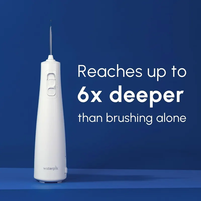 Ирригатор Waterpik Pulse портативный 2 режима 2 насадки уход за зубами белый