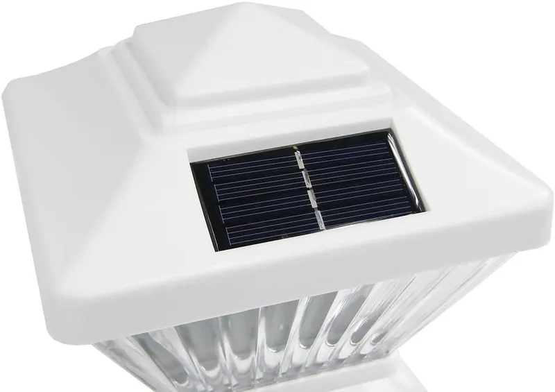 Pack White Outdoor Garden 4 x 4 Solar LED Post Deck Cap Square Fence Light Landscape Lamp Lawn PVC Vinyl Wood