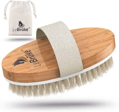 Lebrüke® Dry Brushing Body Brush - Natural Bristles - for Flawless Skin, Cellulite Treatment & Blood Circulation