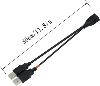 USB Y Splitter Cable 2x USB-A Male to 1x USB-A Female для Android Auto, HDD, зарядки та передачі даних 30см