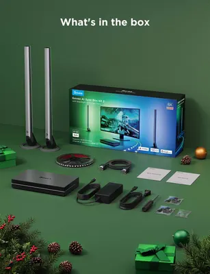 Govee HDMI 2.1 Sync Box Kit 2 RGB підсвітка для монітора 27–34″, Lightbar + LED-стрічка, 8K60 / 4K144, Ambilight для ПК і консолей