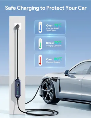 Osoeri EV Type 2 Portable Charger 3.68kW 7.5m Type 2 Schuko 6/8/10/13/16A Adjustable Current & 0-12H Reservation Time, IP66 Waterproof Charging Case