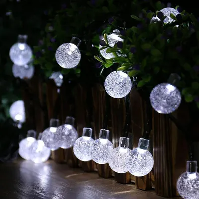 Уличная гирлянда Lezonic на солнечной батарее, 5м 30LED 'Капли', 8 режимов, водонепроницаемая, теплый