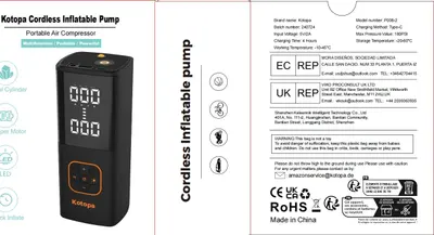 Електронасос Kotopa 150PSI, компресор, повербанк, для авто, вело, м'ячів, з LED-ліхтарем