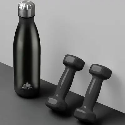 Термопляшка Mont-Clair 750 мл, сталь, 12 год тепло/24 год холод, вакуумна, BPA-Free, чорна