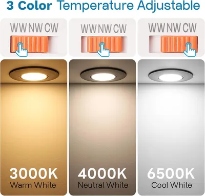 LED світильники SUAVER (6шт) 5W, димовані, CCT (3000K-6000K), плоскі, поворотні 45°, чорні