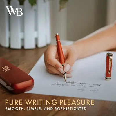 Ручка-ролер Wordsworth & Black, Бамбук/Палісандр, оздоблення золотом, подарунковий набір, стержень