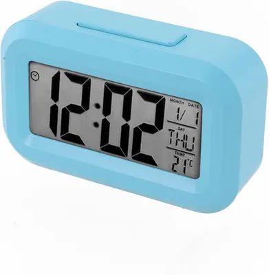 Цифровий LED-будильник N05-0730 (Синій), настільний годинник, 12/24г, Snooze, Дата, Температура