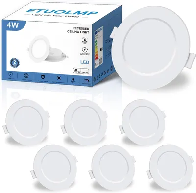 Вбудовані LED-світильники ETUOLMP (6 шт), 4W, 3000K (Теплий Білий), IP44, Ультра-плоскі, 230V