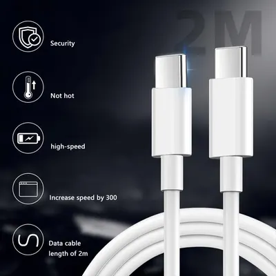 Адаптер питания USB-C 25W (Евровилка) + Кабель 2м, Быстрая зарядка для iPhone 15/Samsung, Белый