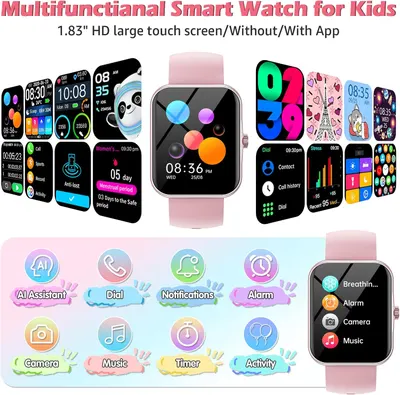 Детские смарт-часы Ucani (Розовые), 1.8" HD, Игры, Шагомер, Без SIM-карты, 5-16 лет