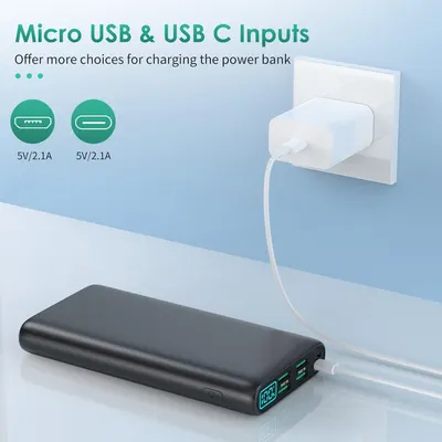 Зовнішній акумулятор Trswyop 26800mAh (5 портів) з LCD-дисплеєм