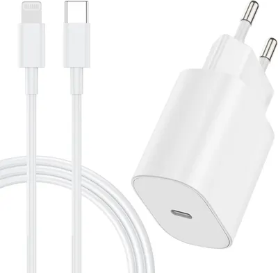 Зарядний пристрій USB-C 20W + Кабель Lightning (2 метри), Швидка зарядка для iPhone 14/13/12/11