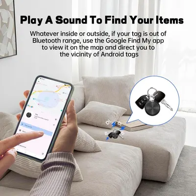 Bluetooth-трекер для Android (4 шт) з підтримкою "Google Find My Device", IP67, Чорний
