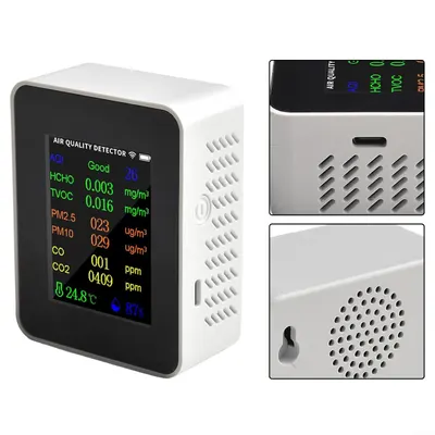 9 in 1 Air Quality Meter PM2.5 PM10 CO TVOC HCHO AQI Temperature and Humidity Tester Meter Carbon Dioxide Detector black