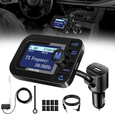 Автомобільний DAB+ адаптер DeeprBetter (Bluetooth, FM-трансмітер), AUX/USB, Дисплей 2.3"