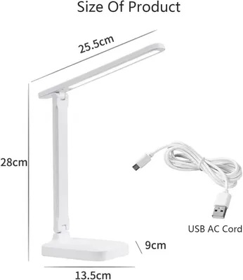 Настільна LED лампа для школяра Clover (Складана), Акумуляторна, USB порт, Сенсорна
