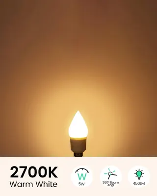 Набір LED ламп E14 5W (Свічка C35) Тепле біле, 12 штук, Енергозберігаючі