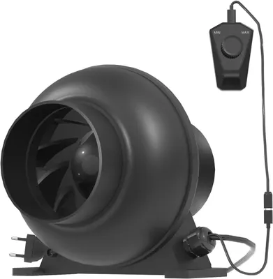 Aygrochy 100mm PWM Adjustable Tubular Fan, Exhaust Fan for Heating, Cooling, Booster, Growth Tents, Hydroponics, Home Use, Ventilation and