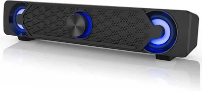 Комп'ютерна колонка-саундбар Smalody (USB), Ігровий звук 2.0, LED підсвічування, Чорний