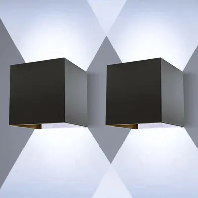 Настінний вуличний LED світильник Куб 12W, регульований промінь, IP65, чорний