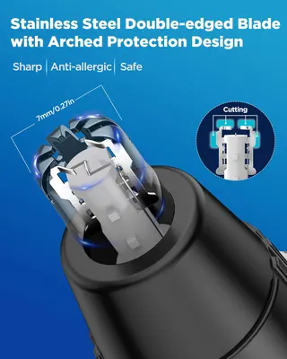 Триммер для носа и ушей 3-в-1 (USB-C), LED дисплей, Водонепроницаемый IPX7