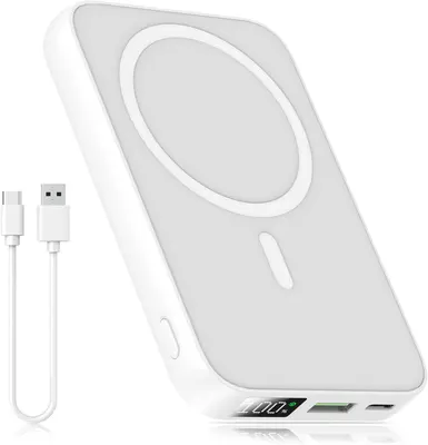 Магнітний Power Bank ISIX 10000mAh (MagSafe), PD 20W + QC 22.5W, Білий