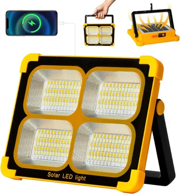 Потужний будівельний прожектор 100W (Solar/USB), 12000mAh Power Bank, Магніт