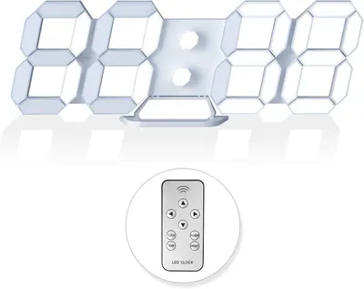 3D LED Годинник настінний/настільний EDUP HOME (9.7 дюймів), Пульт ДК, Будильник