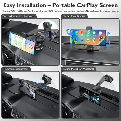 Портативний авто-екран 10.26" (4K DVR + 1080P Cam), Wireless CarPlay/Android Auto