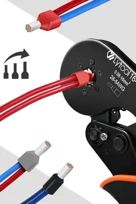 Крімпер (Прес-кліщі) для наконечників 0.08-16 мм², Lytool, Шестигранний, +1200 гільз