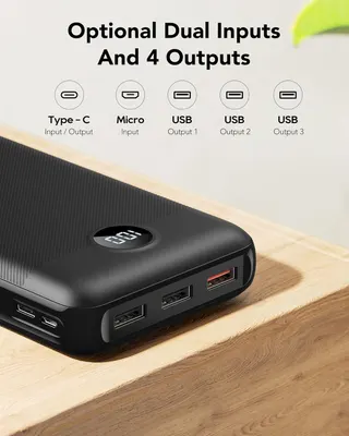 Повербанк VEGER 27000mAh 20W швидка зарядка PD QC 3.0 4 виходи потужний акумулятор