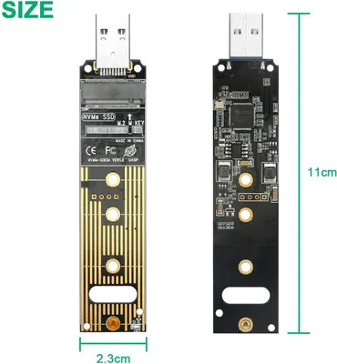 M.2 NVME SSD to USB 3.1 Adapter, Portable M.2 PCIe Based M Key Hard Drive Converter Reader for 2230/2242/2260/2280 SSD