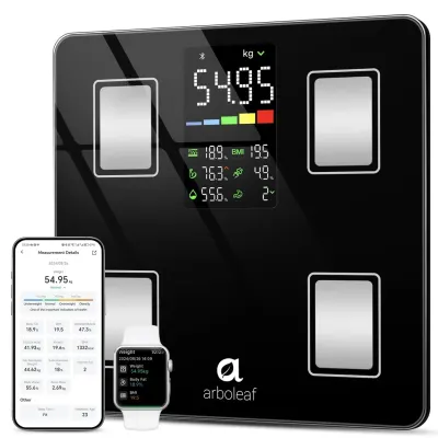 Цифрові розумні ваги-аналізатори arboleaf до 180 кг/400 lbs з Bluetooth, великим LED-дисплеєм та додатком